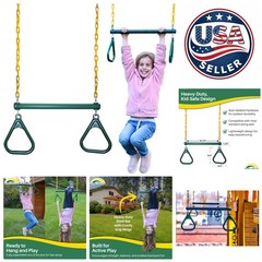 Heavy-Duty 20-Inch Trapeze Bar with Gym Rings – Safe Outdoor Play for Kids