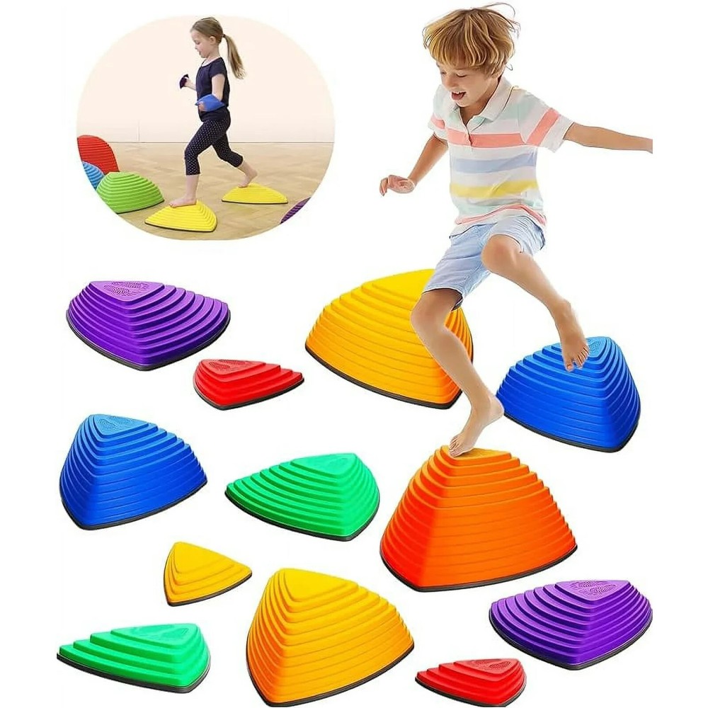 12-Piece Giggle & Play Stepping Stones for Kids|Indoor & Outdoor Balance and Fun