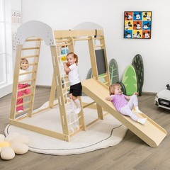 Indoor Playground Climbing Gym Wooden Kids 8 in 1 Climber Playset for Children