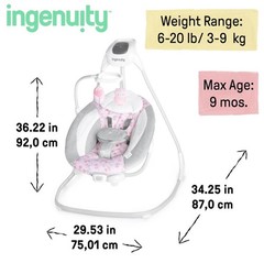 Ingenuity SimpleComfort Lightweight Compact 6-Speed Multi-Direction Baby Swi…
