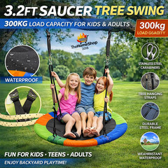 Columpio Redondo Portátil 1m para Árbol 300kg Resistente Niños Adultos Exterior