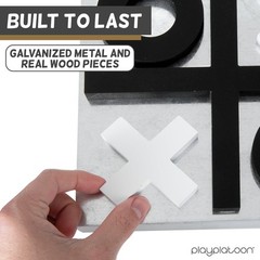 Play Platoon Magnetic Tic Tac Toe Game – Large Metal and Wooden Wall Mounted Boa