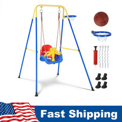 4 in 1 Toddler Swing Set,Indoor/Outdoor Baby Swing with Metal Stand Kids Swing