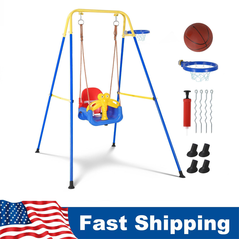 Toddler Swing with Stand Heavy-Duty Indoor/Outdoor Swing Set with Safety Belt