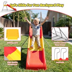 2-in-1 Kids Climbing Slide 76.4-Inch Smooth Slide Track Anti-Slip Steps Outdoor