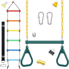 48” Trapeze Swing Bar & 6.8ft Climbing Rope Ladder for Outdoor Fun – 2 Pack