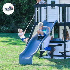 Backyard Discovery Canyon Creek White Cedar Wood Swing Set with Wave Slide, Club