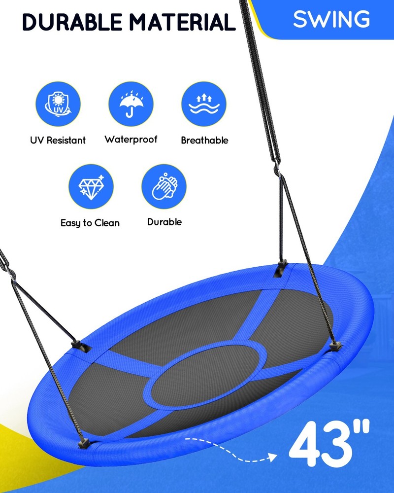 GYROOR Sturdy Comfortable 43 In Saucer Tree Swing Flying Indoor Outdoor for kids