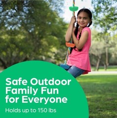 Tree Swing for Kids – Single Disc Seat and Rainbow Climbing Rope Set W/Carabiner