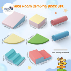 Foam Climbing Blocks for Toddlers 1-3, 8Pcs Soft Play Set with Crawling Explorat