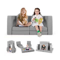 8-Pcs Modular Children Play Couch Sofa Climbing Blocks Set W/ Comfy Suede Fabric