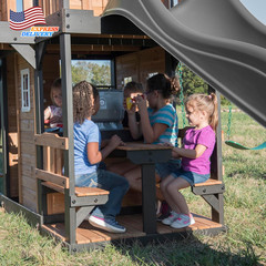 Canyon Creek Cedar Wood Swing Set with Wave Slide, Clubhouse, Play Kitchen, Picn