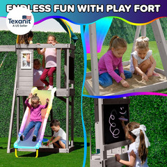 Amelia Galaxy Cedar Wooden Swing Set for Night Play with 2 LED Swings, Play Fort