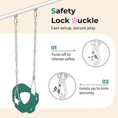 DECORLIFE Toddler Swing, Baby Swing Outdoor –High Back Full Bucket Swing Set, 33