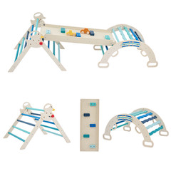 9 in 1 Wooden Indoor Climbing Set Toddler Montessori Climber Arch Ramp Ladder Fo