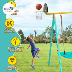 Swing Set for Backyard, Heavy-Duty Metal Swing Sets for Kids with 2 Swings, Clim
