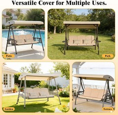 Outdoor Swing Canopy Replacement Cover, 3 Seat Swing Cover UV-Resistant for 3-Se