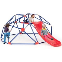 Climbing Dome with Slide, Kids Outdoor Jungle Gym Geometric Dome 8FT Ruby
