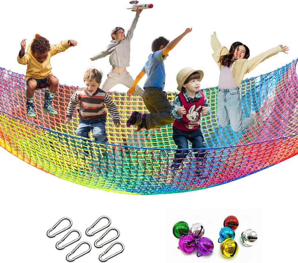 Climbing Cargo Net, 6.5′ X 9.8′ Double Layers Playground Safety Net, Kids Backya