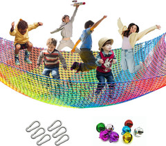 Climbing Cargo Net, 6.5′ X 9.8′ Double Layers Playground Safety Net, Kids Backya