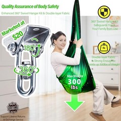 Sensory Swing for Kids & Adults Holds 300lbs Indoor & Aurora Green
