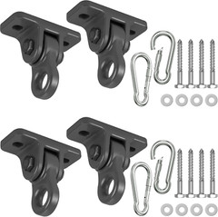 Durable Porch Swing Hangers Kit with Screws & Snap Hooks – 4 Pack Black