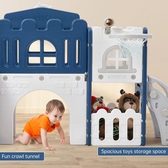 8 in 1 Toddler Slide Kids Climber Playset Indoor Outdoor Slide Playset Blue