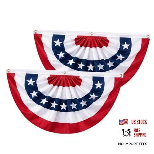 2 Packs American Bunting Flags 2 pcs-3×6 ft bunting flag(Not Embroidered)