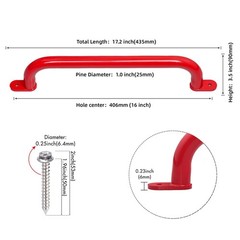 17 Inch Red Playground Handles Indoor Kids Monkey Bars Ladders 2Pcs
