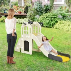 6-in-1 Slide Playset Toddler Climber Indoor Outdoor Gift Kids w/Basketball Hoop