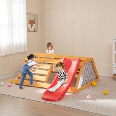 5 x 1 Jungle Gym Indoor Playground w/ Slide Rock Climbing Wall Rope Wall Climber