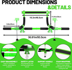 Indoor Doorway Swing & Pull-Up Bar for Kids and Adults – Green