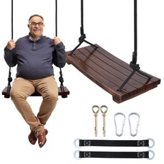 Wood Swing Seat 19.7 X 9.8 X 1 Inch Carbonized 550 Lbs Load – 100% Waterproof