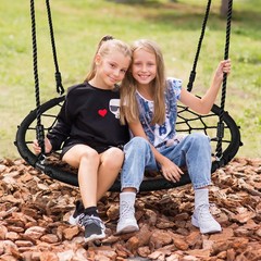 40″ Spider Web Tree Swing Outdoor Saucer Net Swing Platform for Kids Adult Black