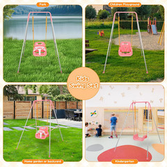 3-in-1 Toddler Swing Set, Foldable Indoor Outdoor Kids Swing, Removable Seat