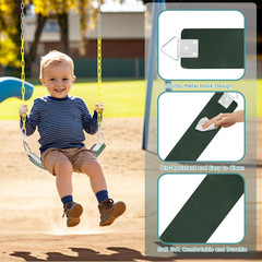 Swing Set Seat with Metal Triangle Ring & 66Inch Anti-Rust Chains, Swing Access
