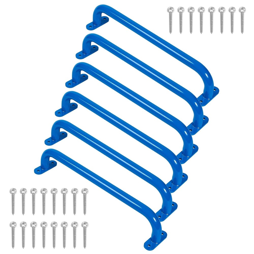 Purife 17 Inch Blue Metal Safety Handles 6-Piece Set for Playground Swing Sets
