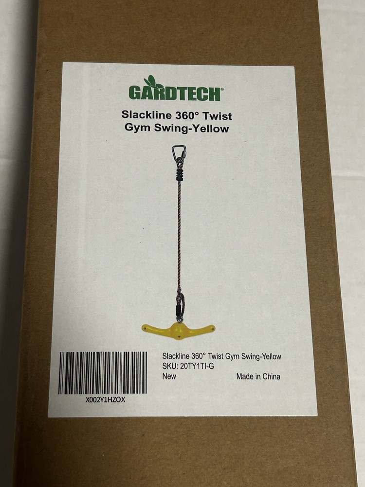 GardTech Swing Spins Slackline Attachment- 360° Handle Twist-Spin Toy Yellow