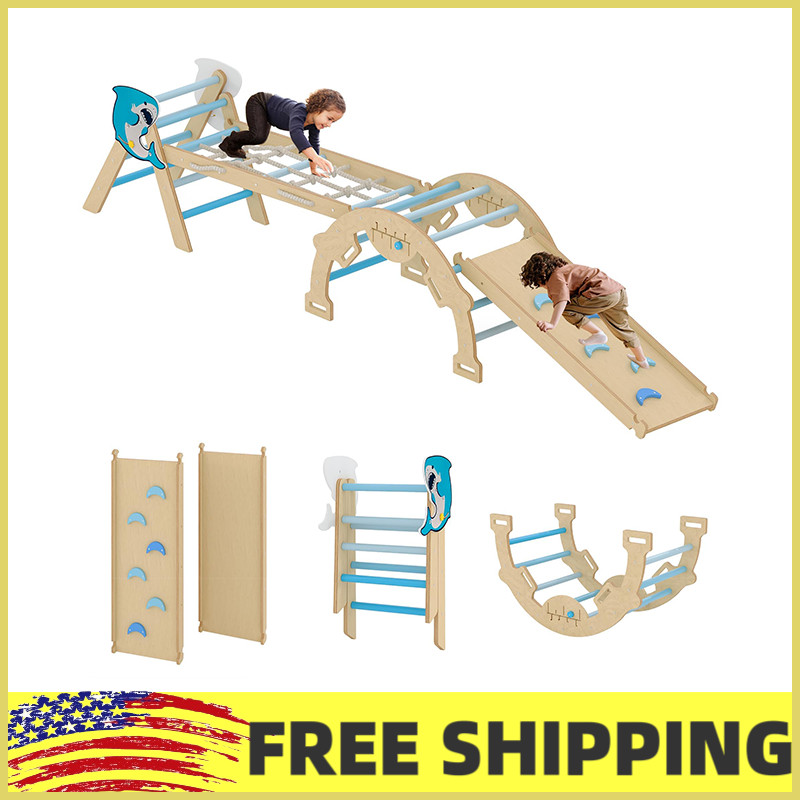 4 in 1 Toddler Climbing Toys Indoor w/Ramp,Arch and Ladder support up to 220 lbs