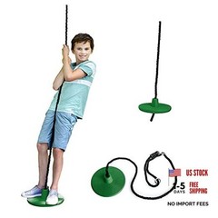 Heavy Duty Plastic Tree Swing – Disc Rope Swing with Leg Protectors – Green