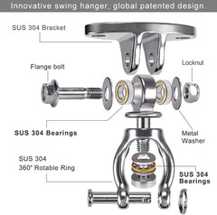 SELEWARE Silent Bearing Swivel Swing Hanger Stainless Steel Swing Hook Ceiling M