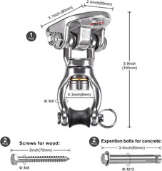 SELEWARE Heavy Duty Swing Hanger with Bearing Swivel 1200 LB Capacity Stainless