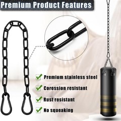 2 Pack Hanging Swing Chain with 4 Carabiners 25in, 660LB 25in×2pcs Black