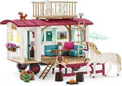 Horse Club – 113PC Interactive Camping Trip – Car and Camper Caravan Playset wit