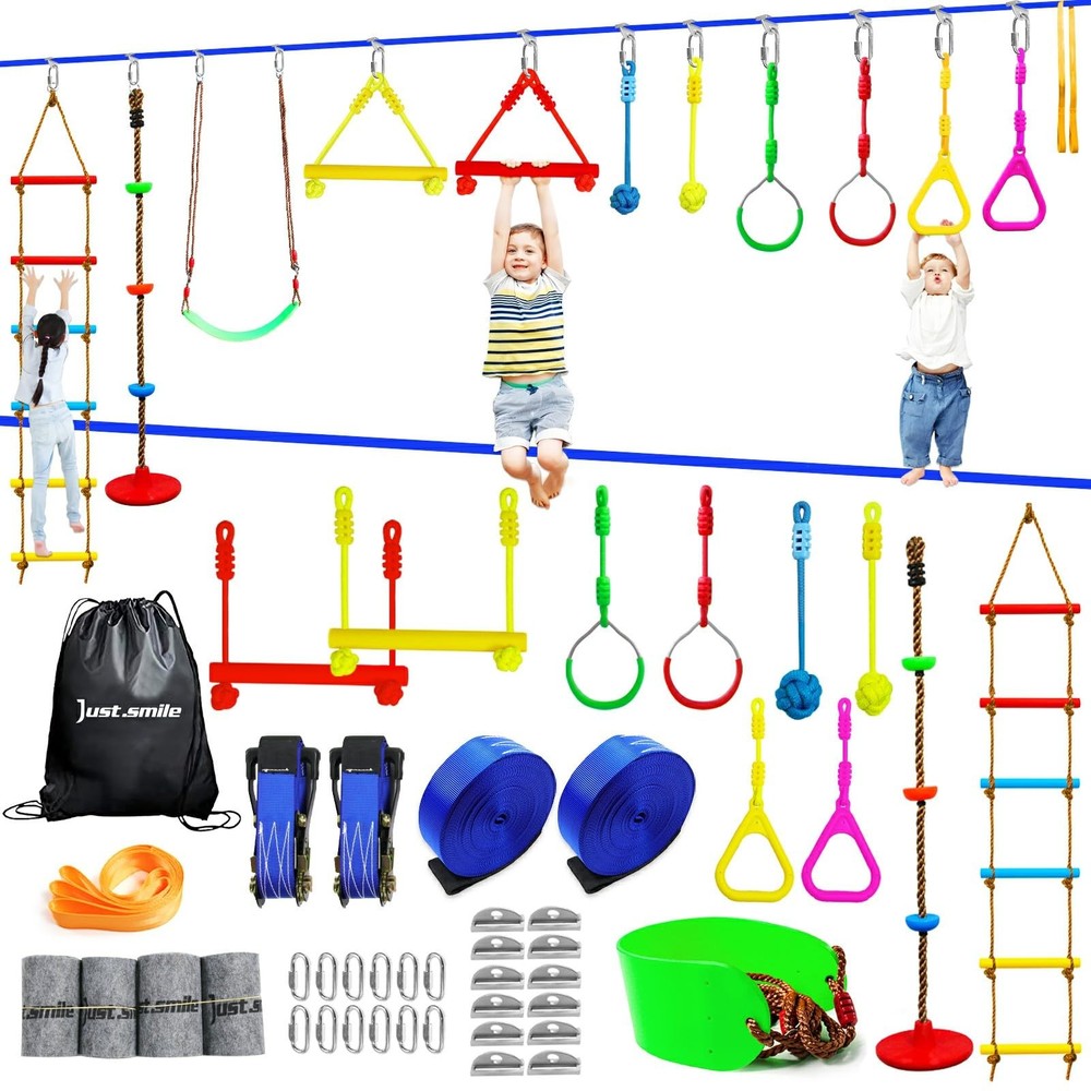 Ninja Warrior Obstacle Course for Outside – 12 Obstacle ,Ninja Slackline (2×5…
