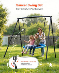 40 In Saucer Swing Seat W/ Heavy Duty A Frame Metal Stand 440lbs Load Capacity