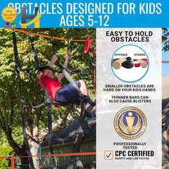Hyponix Ninja Warrior Obstacle Course 2 X 60 Ft Slackline with 13 Outdoor Ninja