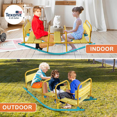 Teeter Totter Seesaw for Kids, 3-Person Heavy Duty Metal Rocking Seesaw for Todd