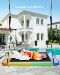 Everyfun Tree Swing for Kids and Adults, 60″ Waterproof Rectangle A-colorful