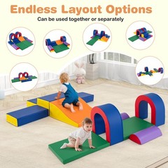 10-Piece Foam Climbing Blocks Soft PU Leather Play Gym for Crawling and Sliding
